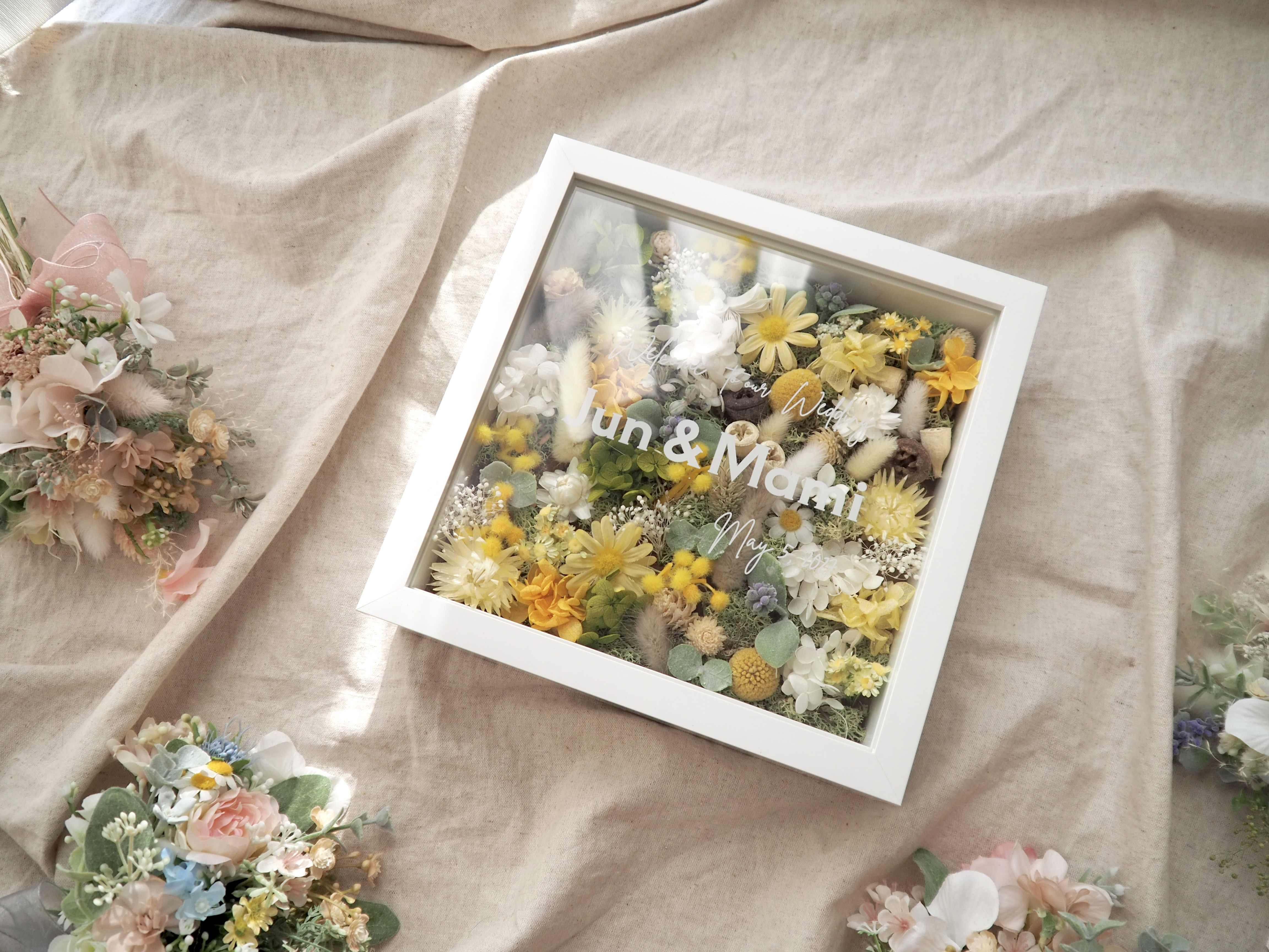 【35〜80名様分】ゲスト参加型　結婚式証明書　70本✴︎スクエア　ミモザウェルカムボード