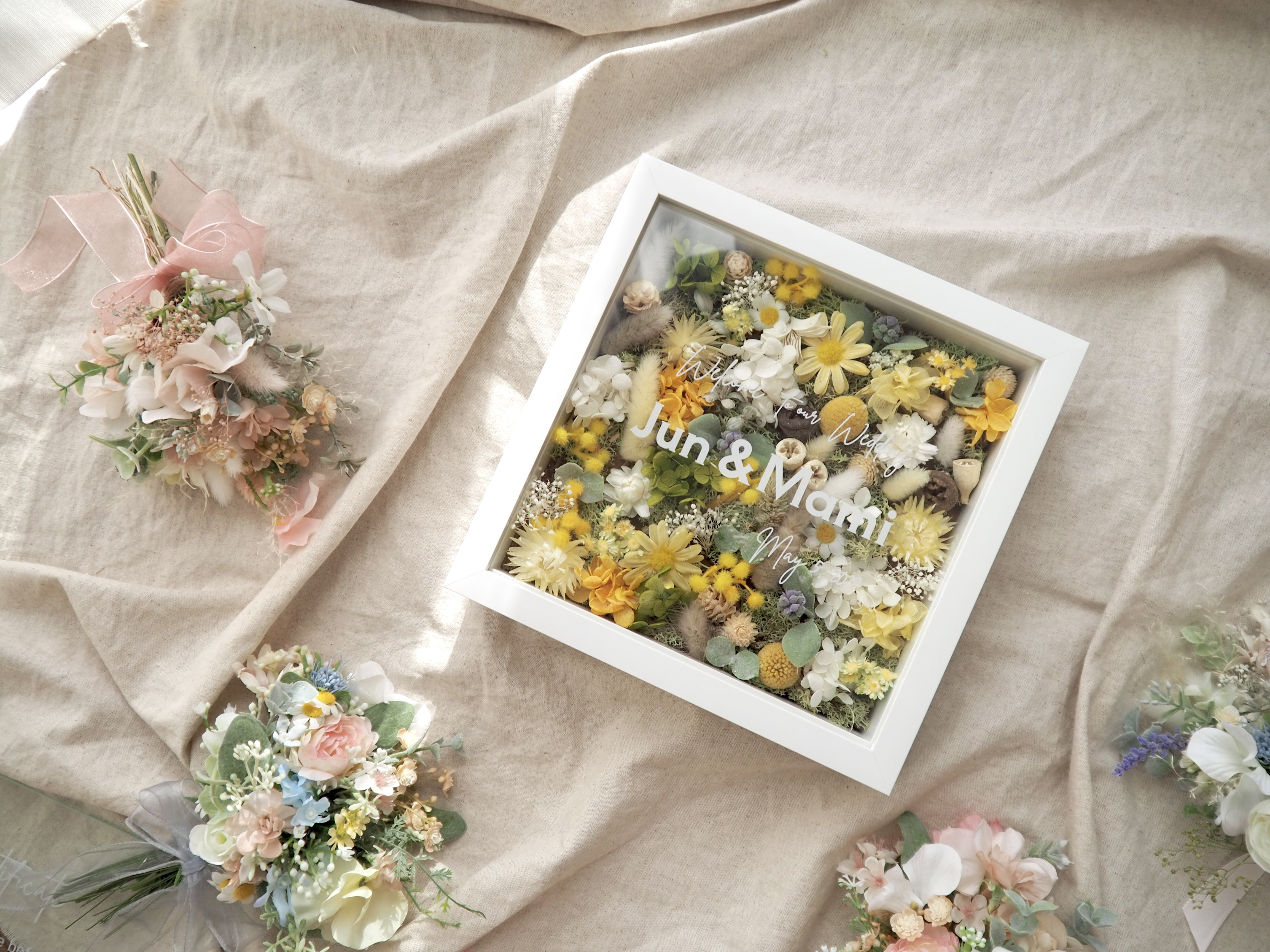 【35〜80名様分】ゲスト参加型　結婚式証明書　70本✴︎スクエア　ミモザ