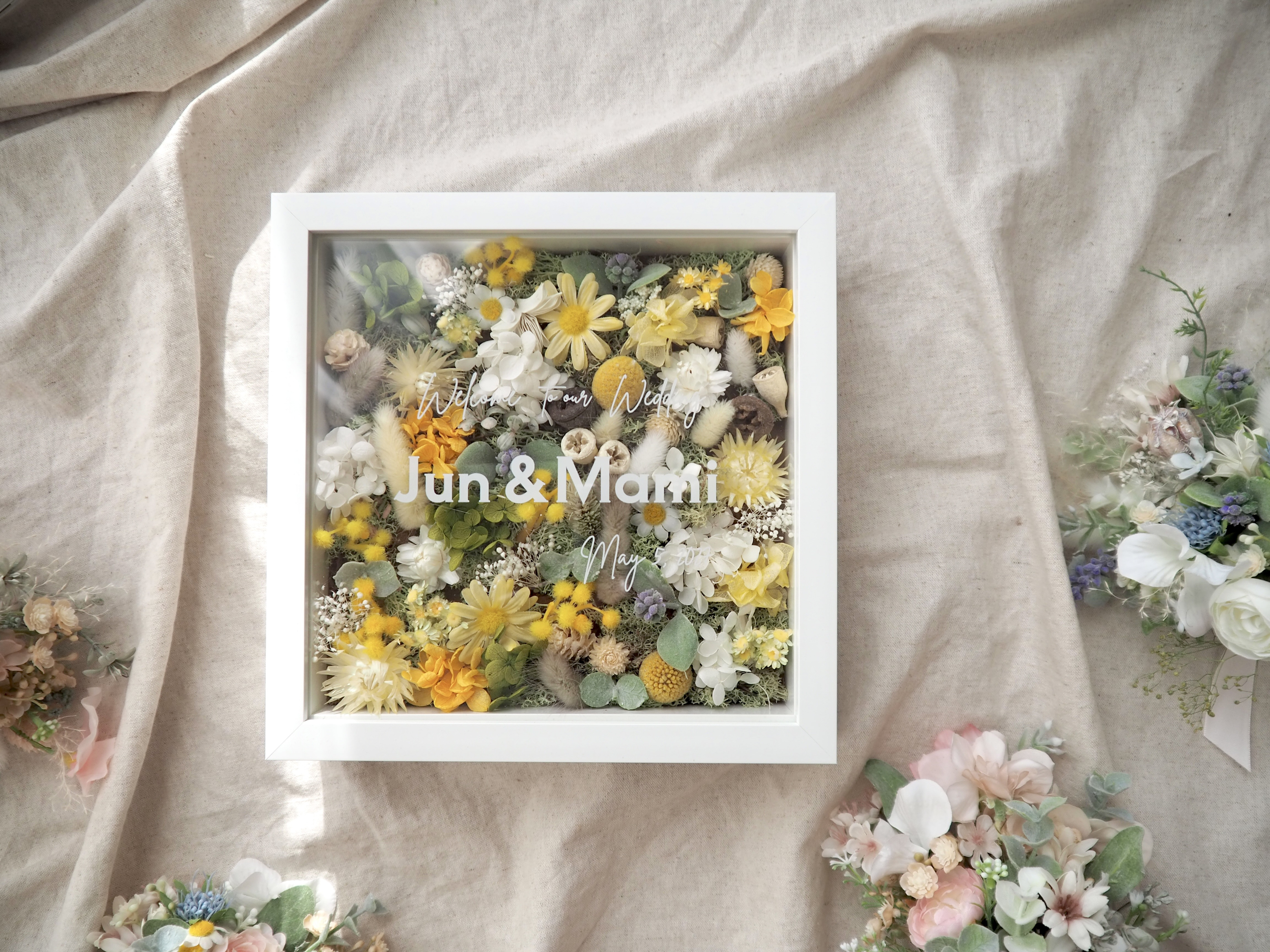 【35〜80名様分】ゲスト参加型　結婚式証明書　70本✴︎スクエア　ミモザ