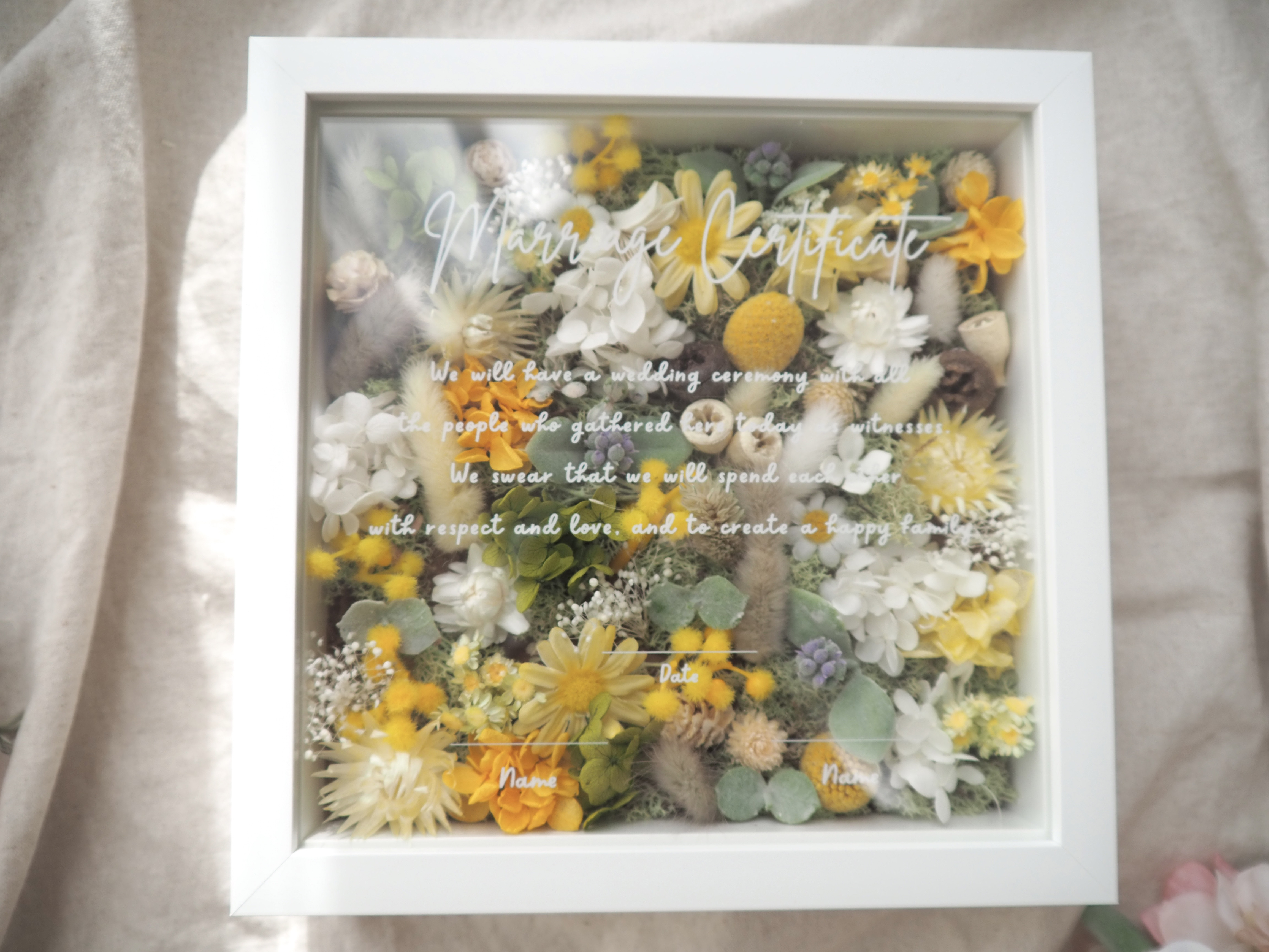 【35〜80名様分】ゲスト参加型　結婚式証明書　70本✴︎スクエア　ミモザ