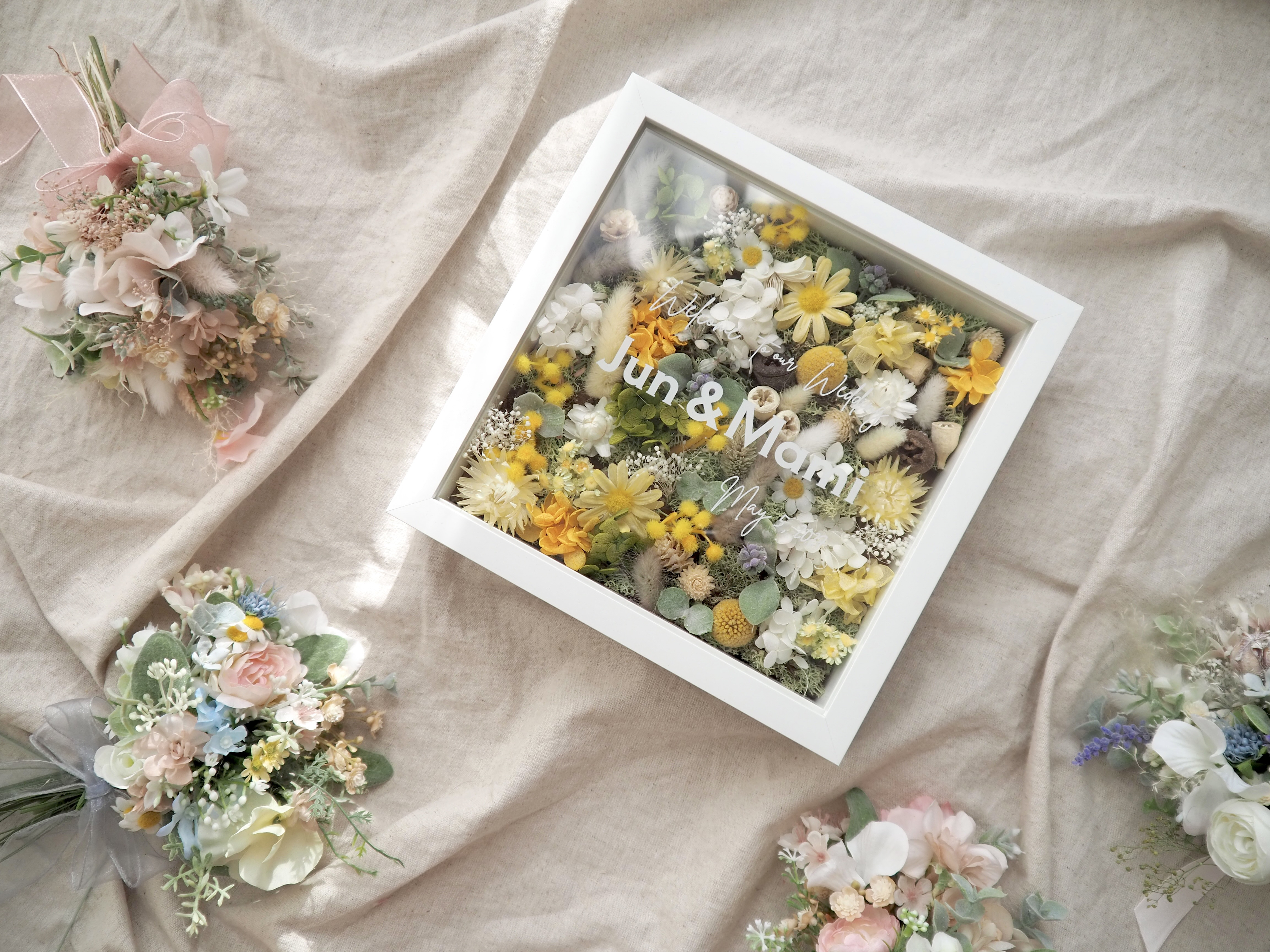 【35〜80名様分】ゲスト参加型　結婚式証明書　70本✴︎スクエア　ミモザ