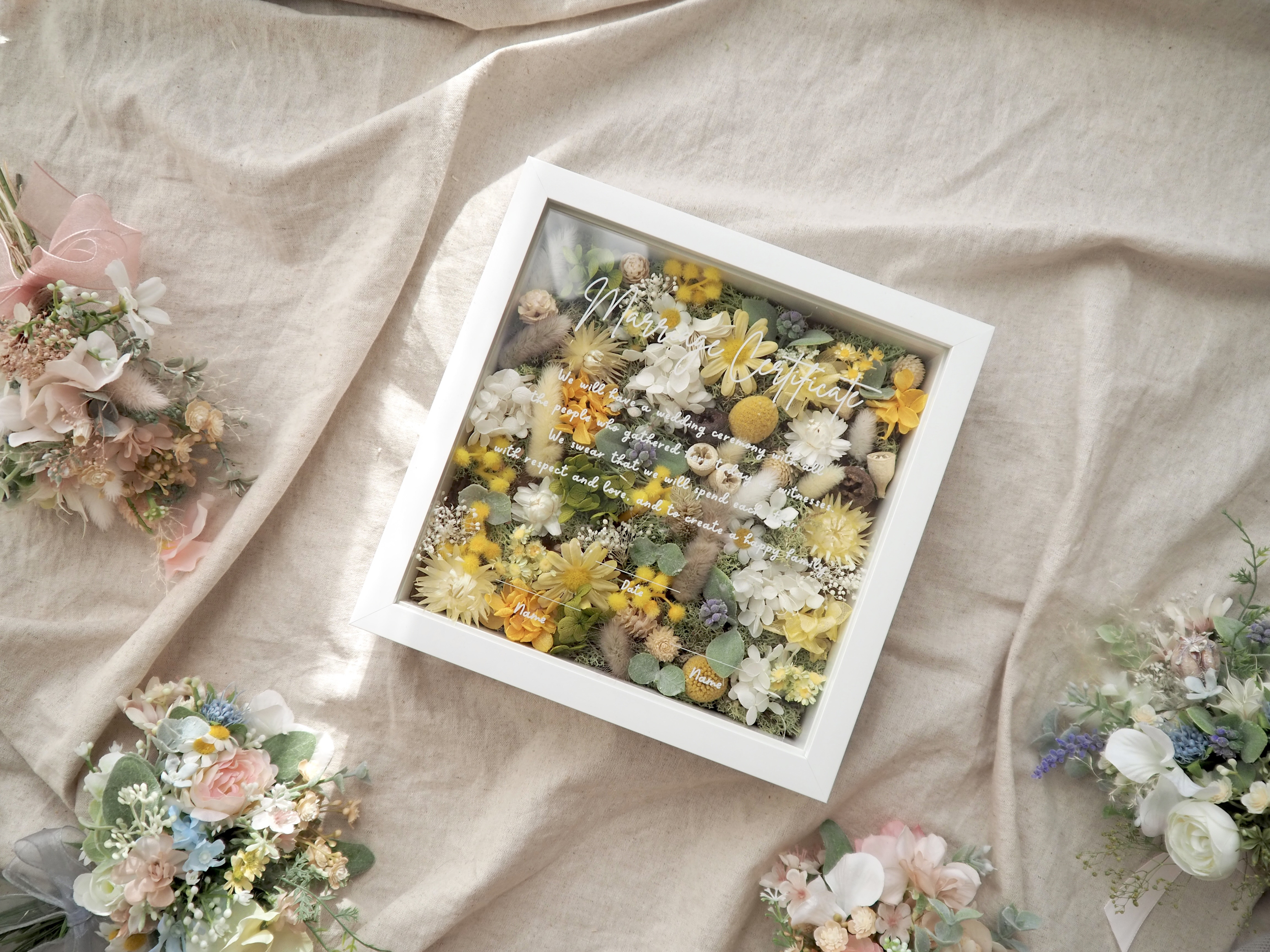 【35〜80名様分】ゲスト参加型　結婚式証明書　70本✴︎スクエア　ミモザ