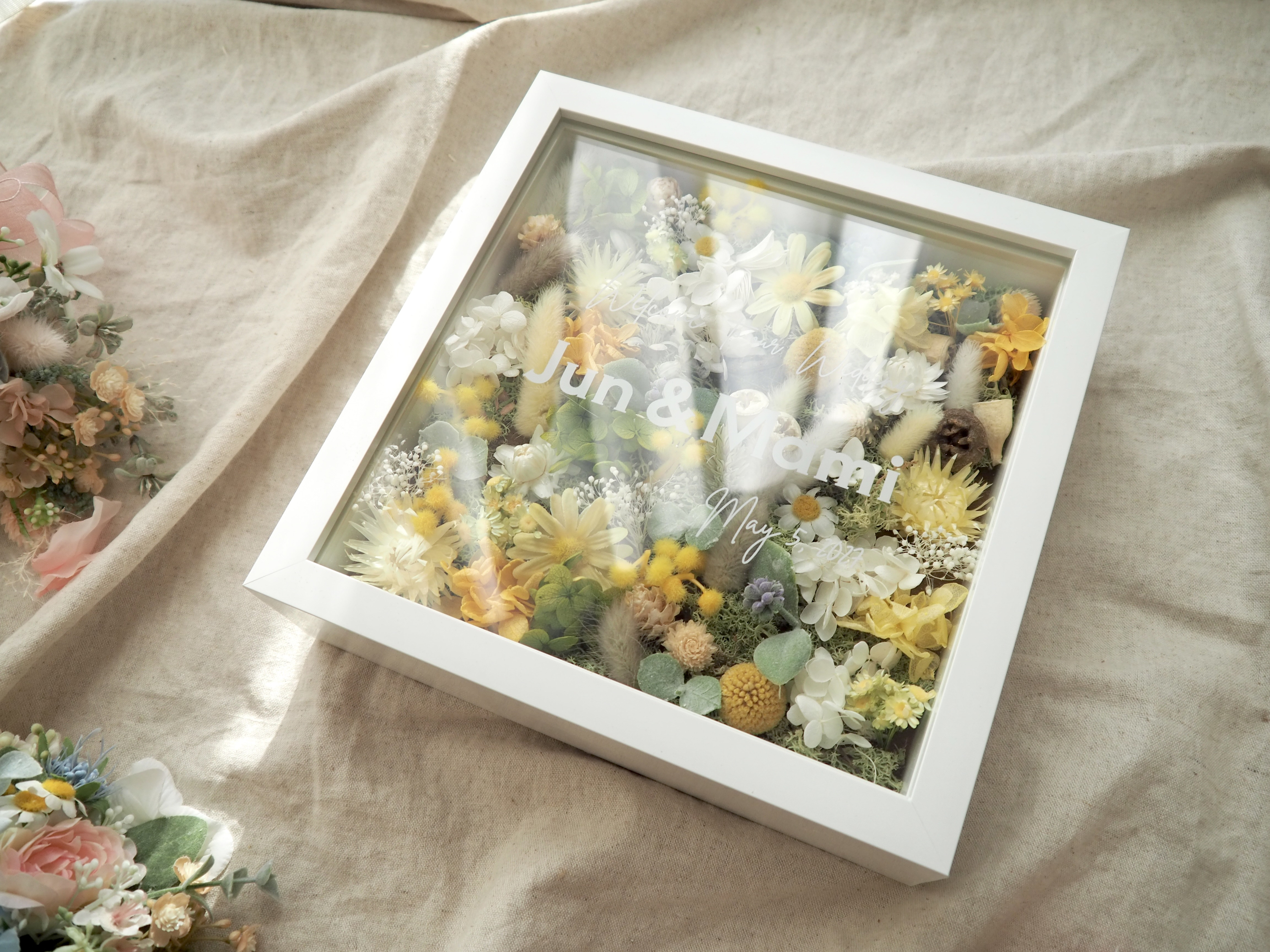 【35〜80名様分】ゲスト参加型　結婚式証明書　70本✴︎スクエア　ミモザ