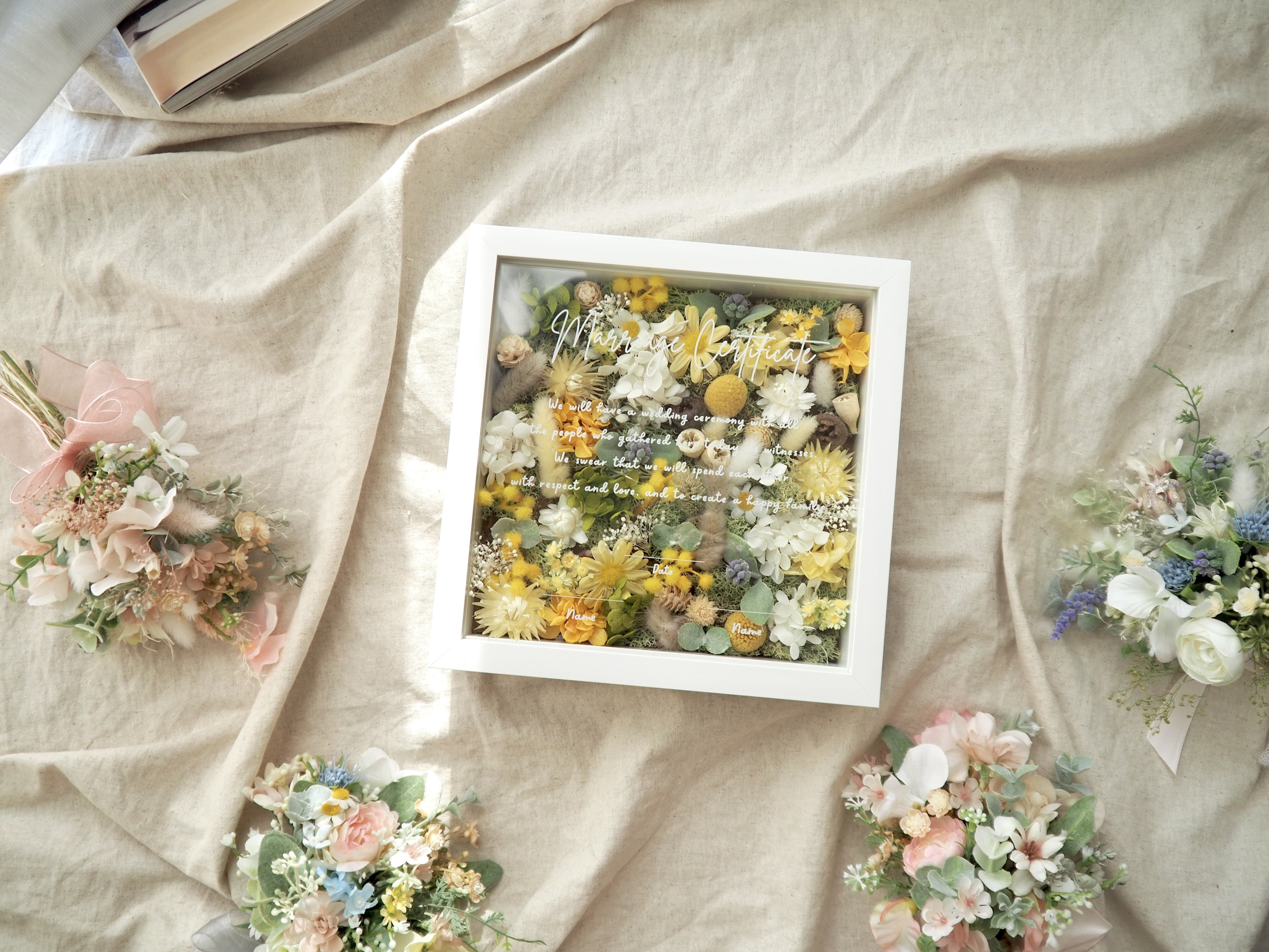 【35〜80名様分】ゲスト参加型　結婚式証明書　70本✴︎スクエア　ミモザ