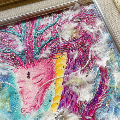 【守り絵】絵画 アート 龍神 波動絵 お守り ヒーリングアート 直筆 1点物 受注制作限定12枚）龍神が描くアート⑤「悩んだら、龍くんと