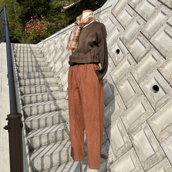 播州織 柿渋染めワイドパンツ22053