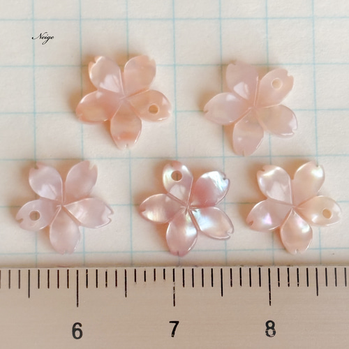 高品質ピンクシェル 桜 2粒 天然石パーツ販売 天然石 Neige