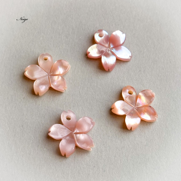 高品質ピンクシェル 桜 2粒 天然石パーツ販売 天然石 Neige