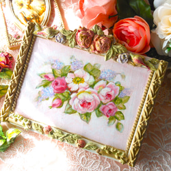 送料無料】ヴィンテージ調薔薇のミニ絵画（ピンクローズ） 絵画