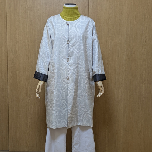 SOLD 着物リメイク リバーシブルコート 大島紬 フリーサイズ