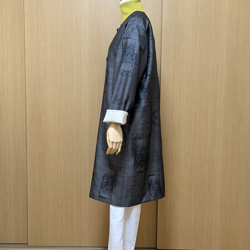 SOLD 着物リメイク リバーシブルコート 大島紬 フリーサイズ