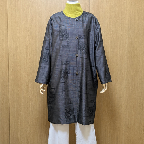 SOLD 着物リメイク リバーシブルコート 大島紬 フリーサイズ