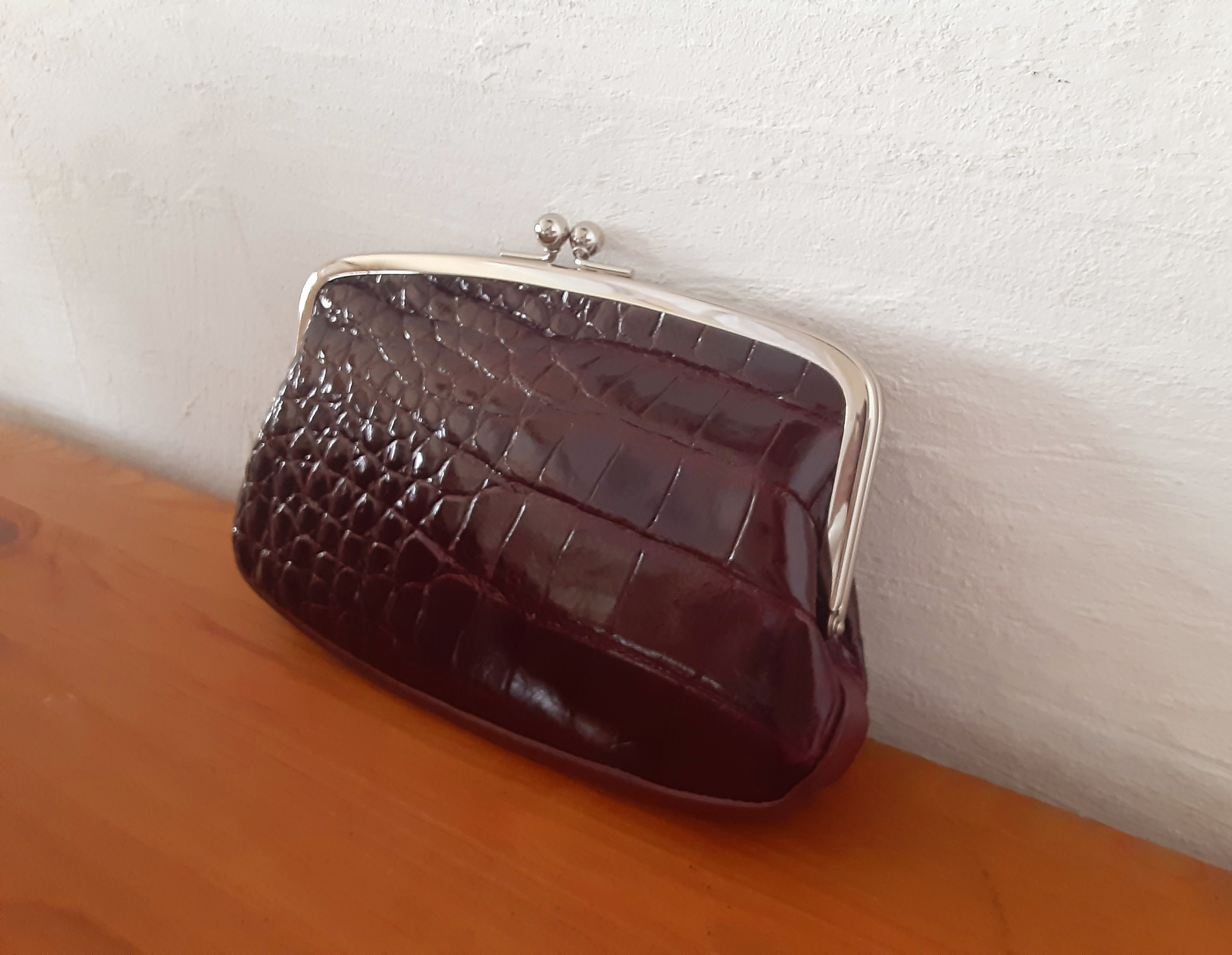 クロコダイル[ワイン]＊通帳も入る大きながま口ケース＊