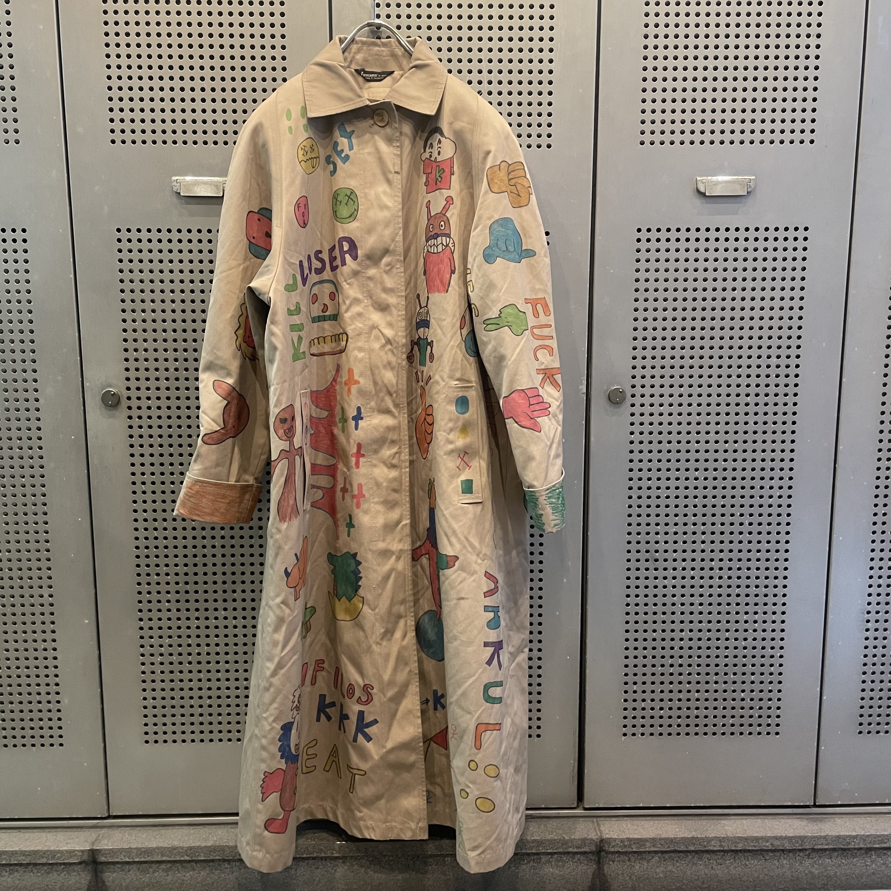 古着　ヴィンテージ　ステンカラーコート　リメイク　リメイクコート　カラフル　派手 古着 ヴィンテージ vintage コート ステンカラーコート リメイク