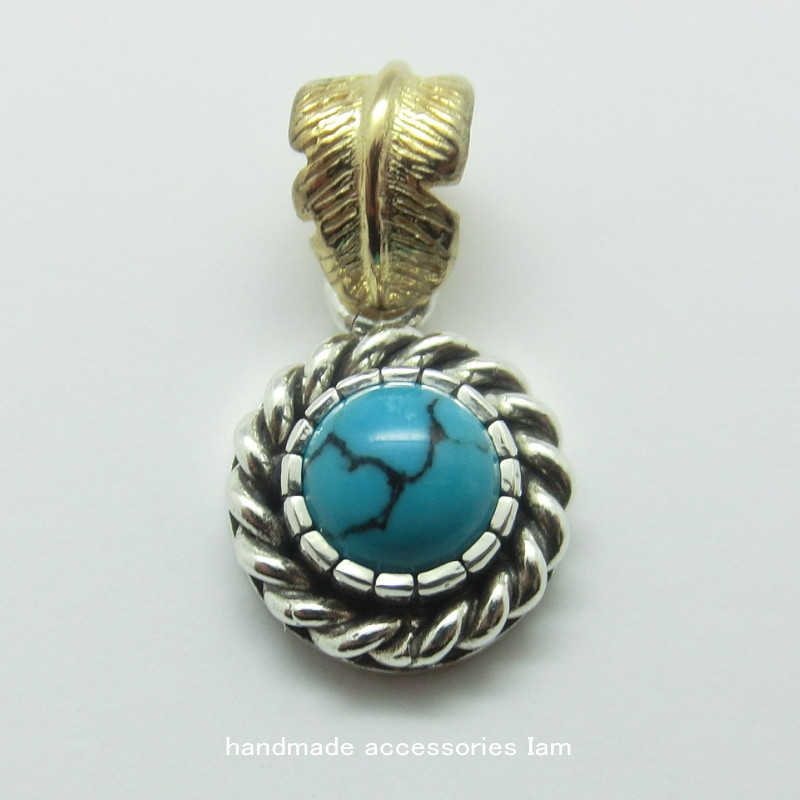 現品　羽根バチカン　ターコイズ　トルコ石　ネイティブペンダント　シルバー925　K18メッキ　IP0677