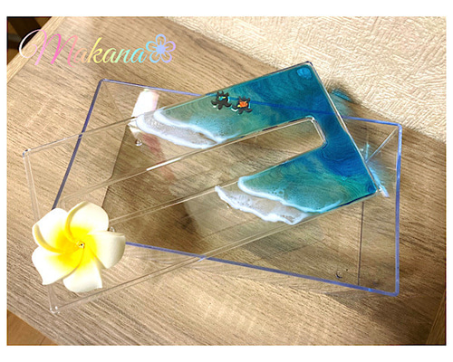 ハワイアン雑貨♡海のティッシュケース✨ソフトティッシュ用✨海塗り