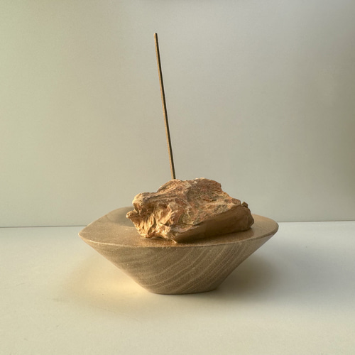 木と石で作るお香立て お香立て インセンスホルダー キャンドル