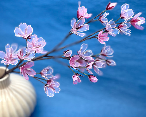 うさうさアメリカンフラワー　花瓶付き桜 枝もの 桜 日本の美 アメリカンフラワー／ディップアート アート