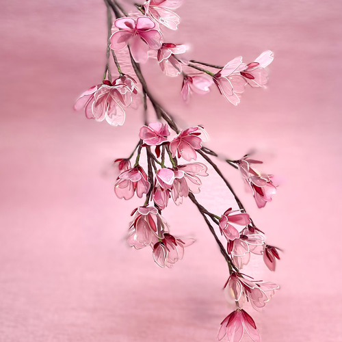 うさうさアメリカンフラワー　花瓶付き桜 枝もの 桜 日本の美 アメリカンフラワー／ディップアート アート
