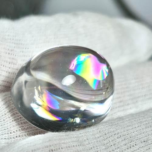 アイリスクォーツ 高品質 水晶 ルース 約24mm 1個 穴なし 握り石