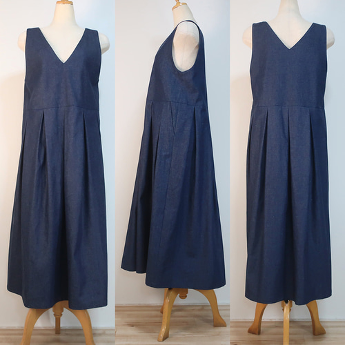 QVC☆KiKKi☆コクーンシルエットデニムジャンパースカート☆インディゴ3L KiKKi コクーンシルエットデニムジャンパースカート キッキ