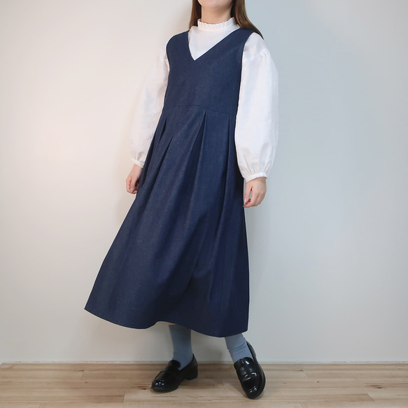 ⚫︎5～13号3サイズ⚫︎インディゴ染めデニム Vネックジャンパー