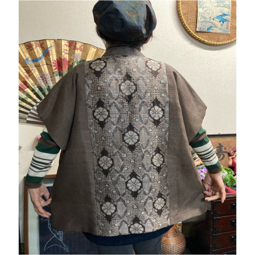 泥大島のベスト(総裏付き) 着物リメイク ベスト 着物リメイク 順子