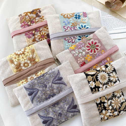 インド刺繍リボン】ポケットティッシュ ケース ポーチ うり 通販