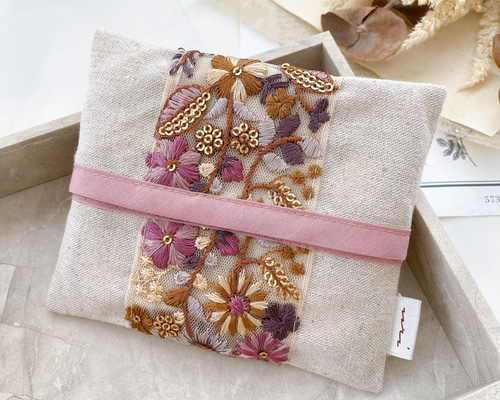 インド刺繍リボン】ポケットティッシュ ケース ポーチ うり 通販