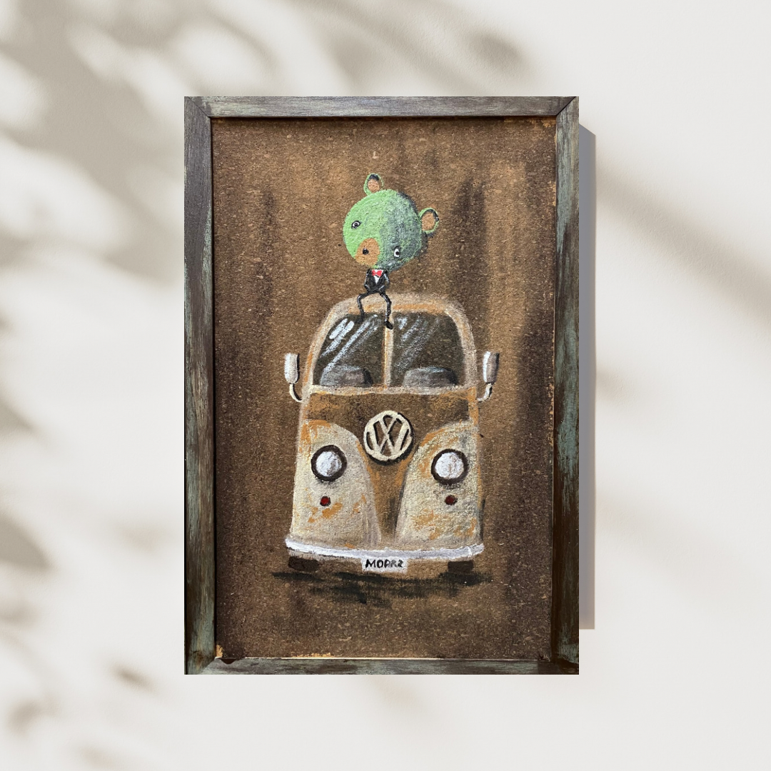 MoRk原画 『 フォルクスワーゲンバス4 』 200×30mm  ペンキ画
