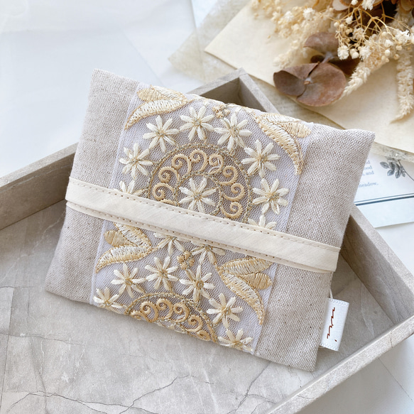 インド刺繍リボン】ポケットティッシュ ケース ポーチ うり 通販