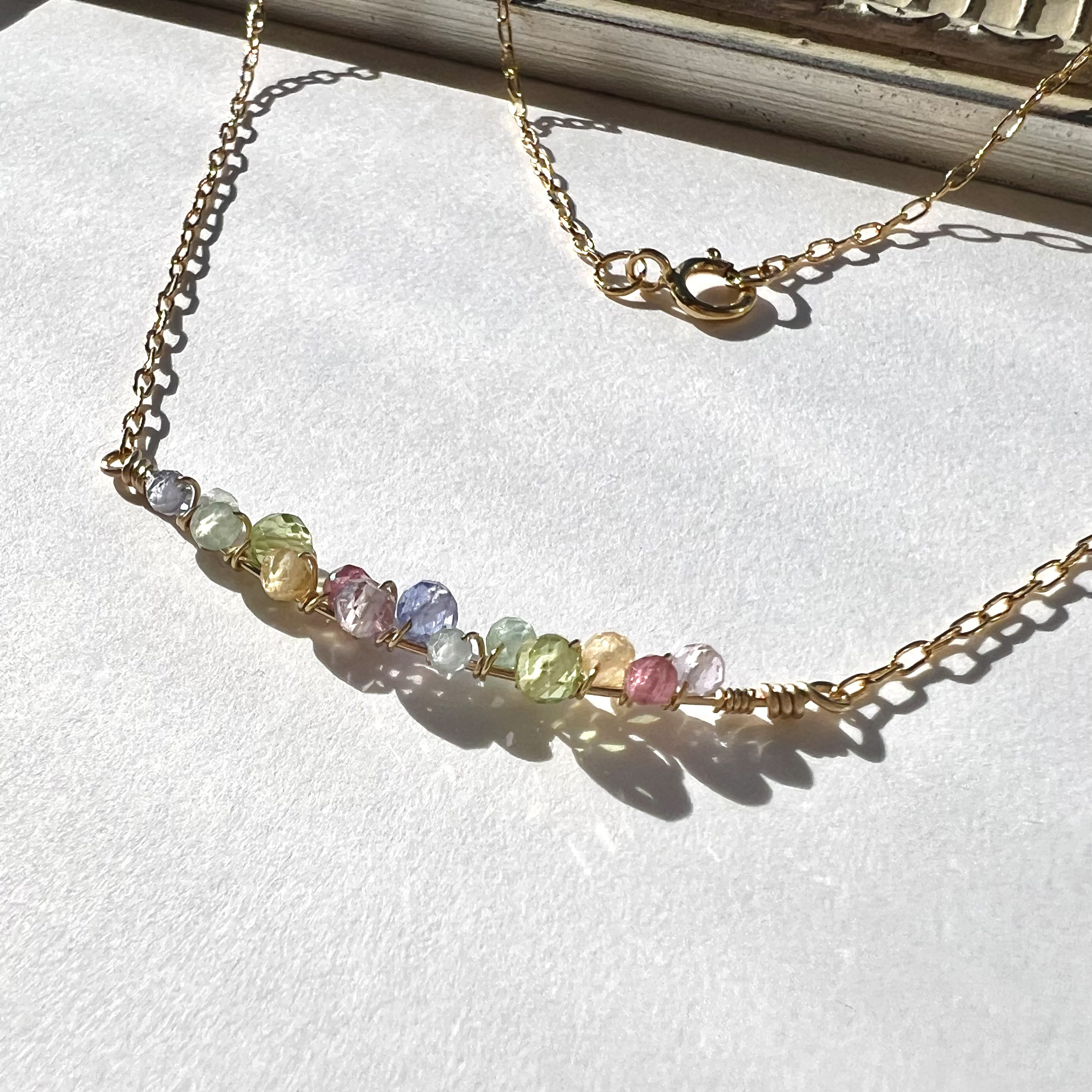 天然石の虹色アミュレットネックレス【14kgf】 4,150円