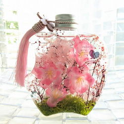 桃と桜のハーバリウム ギフトにも リバーシブル ギフト 入学祝 卒業祝 ホワイトデー 2枚目の画像