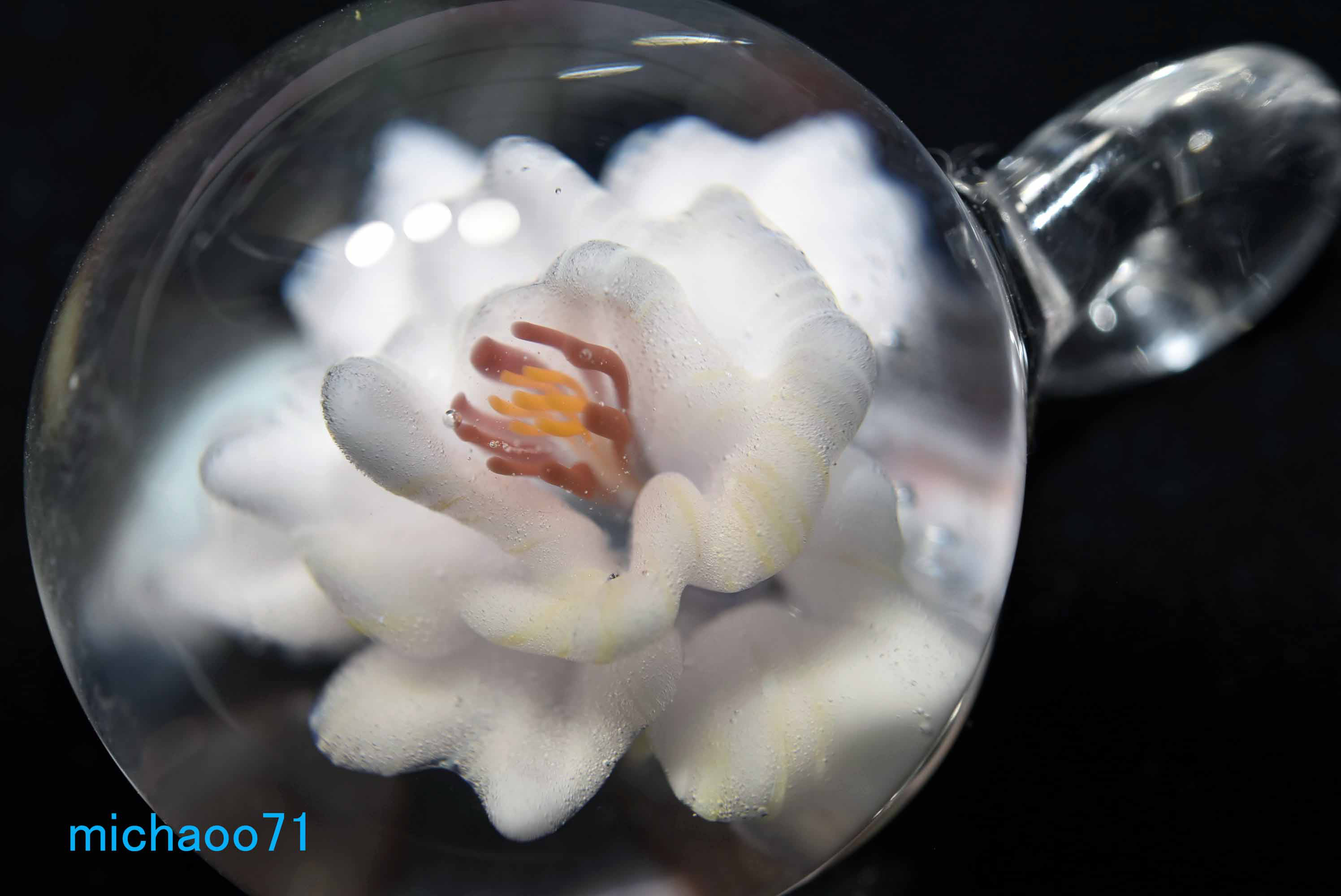 フラワー ガラスのペンダントトップ　(12121-P21) GLASS FLOWER  ＃ガラスアクセサリー