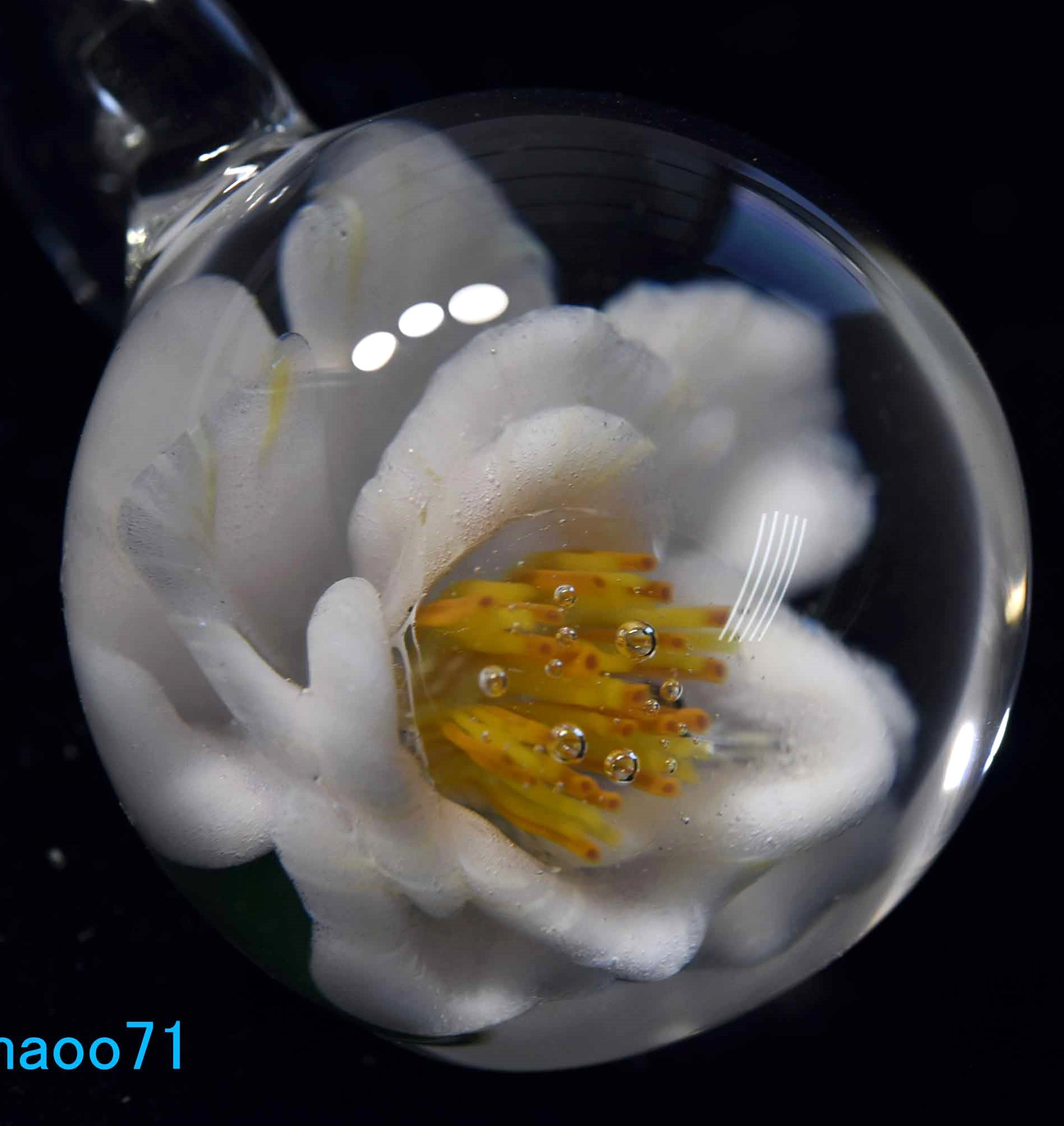 フラワー ガラスのペンダントトップ　(12129-P21) GLASS FLOWER  ＃ガラスアクセサリー