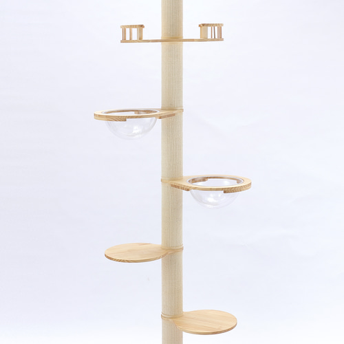 突っ張り強化設計 倒れない キャットタワー 木製 支柱極太 丈夫 頑丈