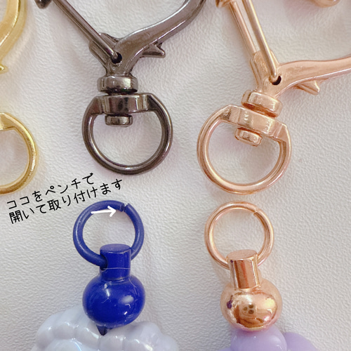新作】女王の風格☆ハート型オルゴナイトのナスカンキーホルダー②