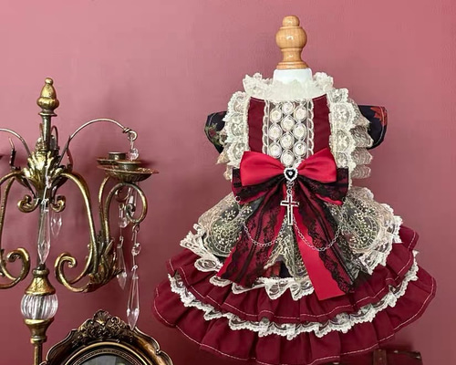 くー　ハンドメイド犬服　ワンピース 完成品販売 犬服 猫服 ハンドメイド ワンピース わんちゃん ペット服