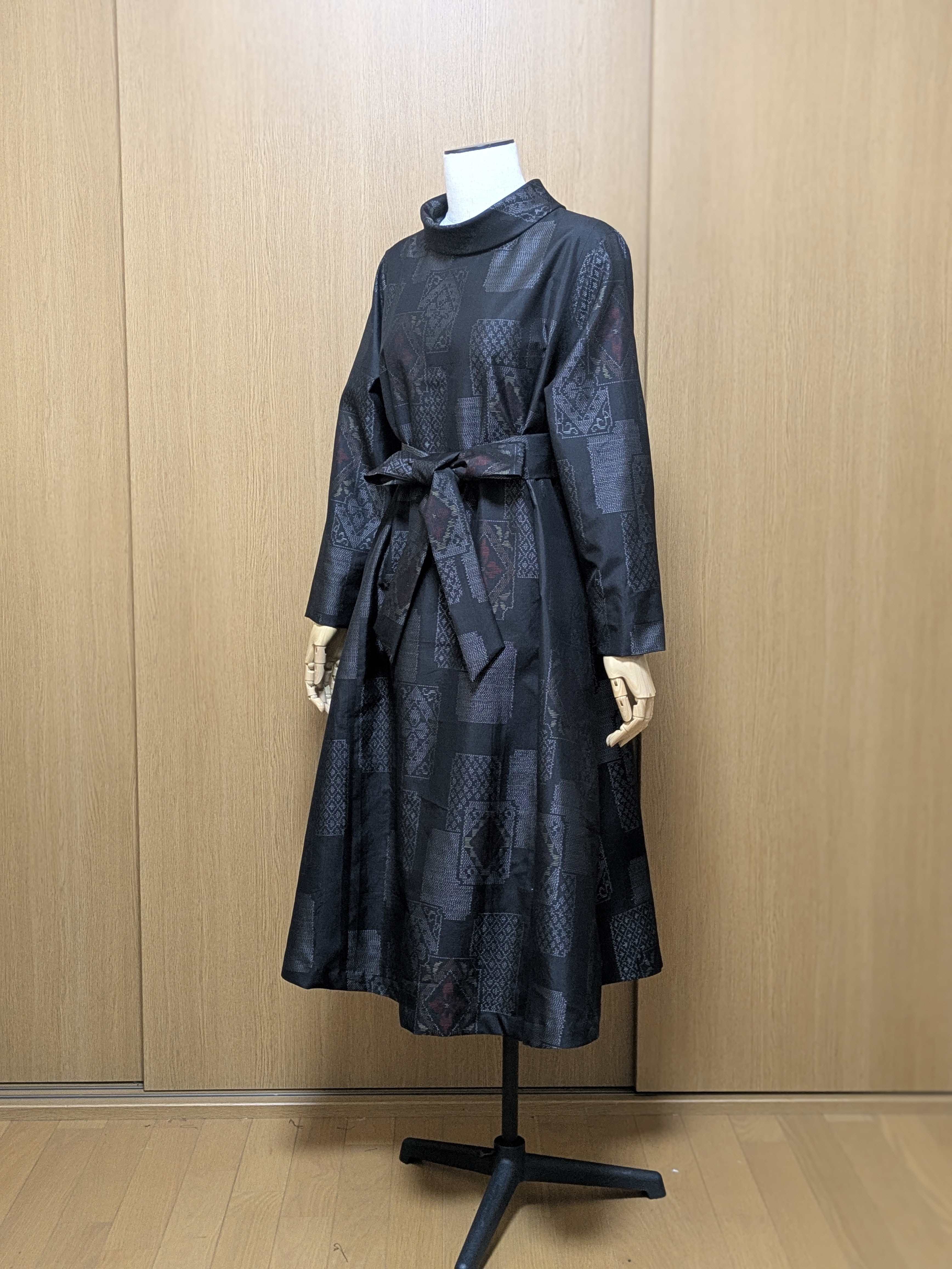 SOLD 着物リメイク ワンピース 大島紬 L〜LL ワンピース さら