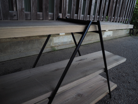 【新製品】人気！アウトドア アイアン シェルフラック（L900mm×W210mm×H700mm/棚3枚付き）燕三条 7枚目の画像