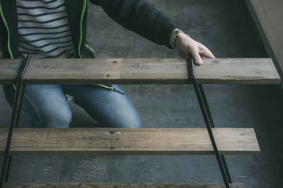 【新製品】人気！アウトドア アイアン シェルフラック（L900mm×W210mm×H700mm/棚3枚付き）燕三条 4枚目の画像