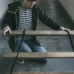 【新製品】人気！アウトドア アイアン シェルフラック（L900mm×W210mm×H700mm/棚3枚付き）燕三条 2枚目の画像