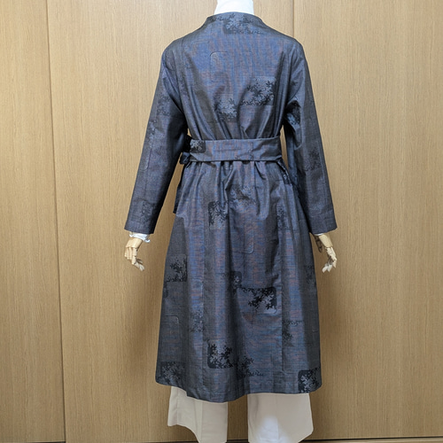 着物リメイク　正絹紬コートワンピース お値下げ中 着物リメイク コートワンピース 大島紬 M〜L