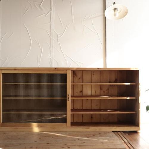 W160 モールガラス引き戸の棚（引き出し無し）。サイズオーダー可