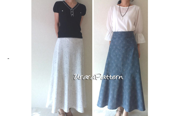 【張り合せなし型紙】大人 マーメイドスカート　S~5L 1枚目の画像