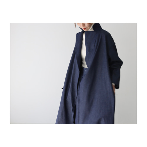 美品 BLUE BLUE インディゴリネンライトオンスデニムスプリングコート BLUE BLUE JAPAN ｜ブルーブルージャパン｜インディゴリネン2B