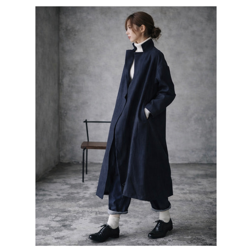 岡山県倉敷市児島デニムで魅せる、オーバーめなデニムコート／8オンス