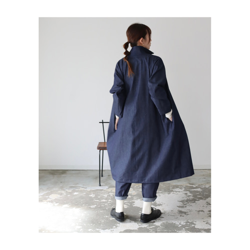 岡山県倉敷市児島デニムで魅せる、オーバーめなデニムコート／8オンス