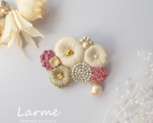 marumaru 刺繍ブローチ フォーマル・ハレの日に ブローチ Larme