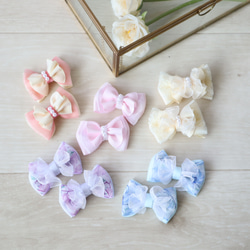 Newベビーヘアクリップ　ハンドメイド　編みリボン　ヘアゴム　ヘアバンド ribbonband】ベビー キッズ ヘアバンド かぎ編み リボン かぎ針